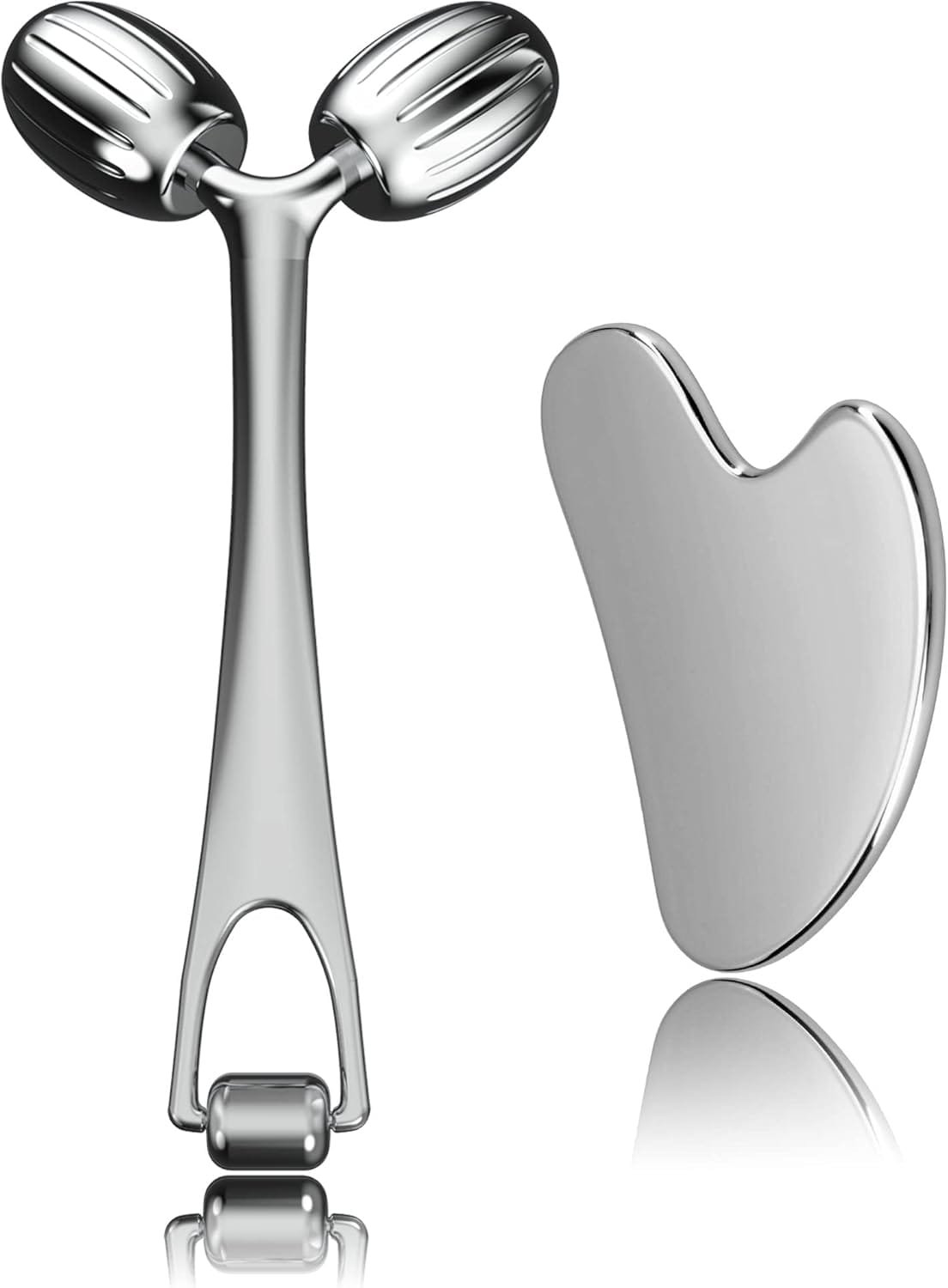 Face Massager, Metal Face Roller Gua Sha Massage Tool for Face Neck Eye Body Skin Care, Facial Roller for Women