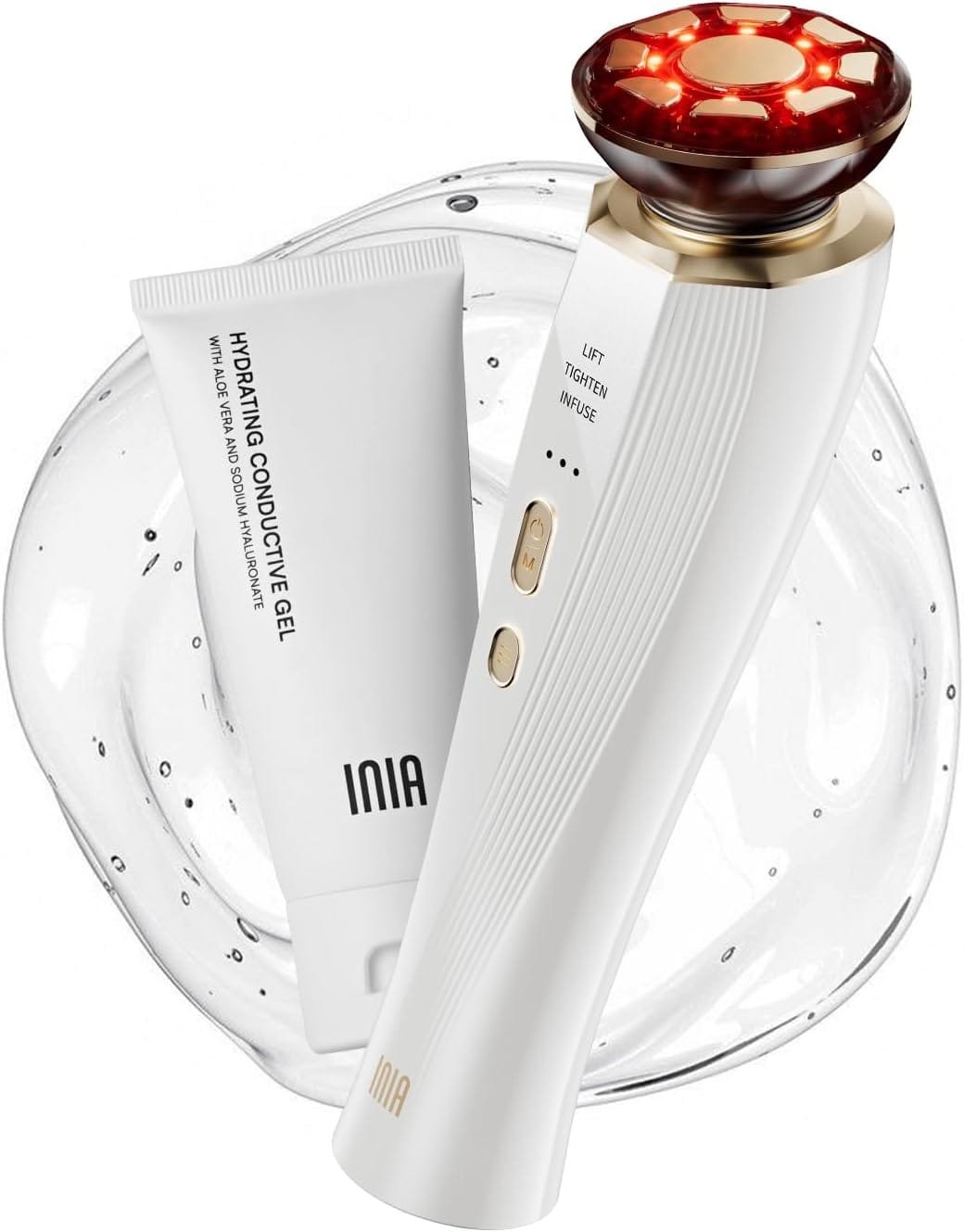 INIA Micro-Current Facial Lift Device 3-in-1 Red Light Therapy for Face and Neck, Skin Tightening and Rejuvenation Device True Beauty Glow Facial Massager,...