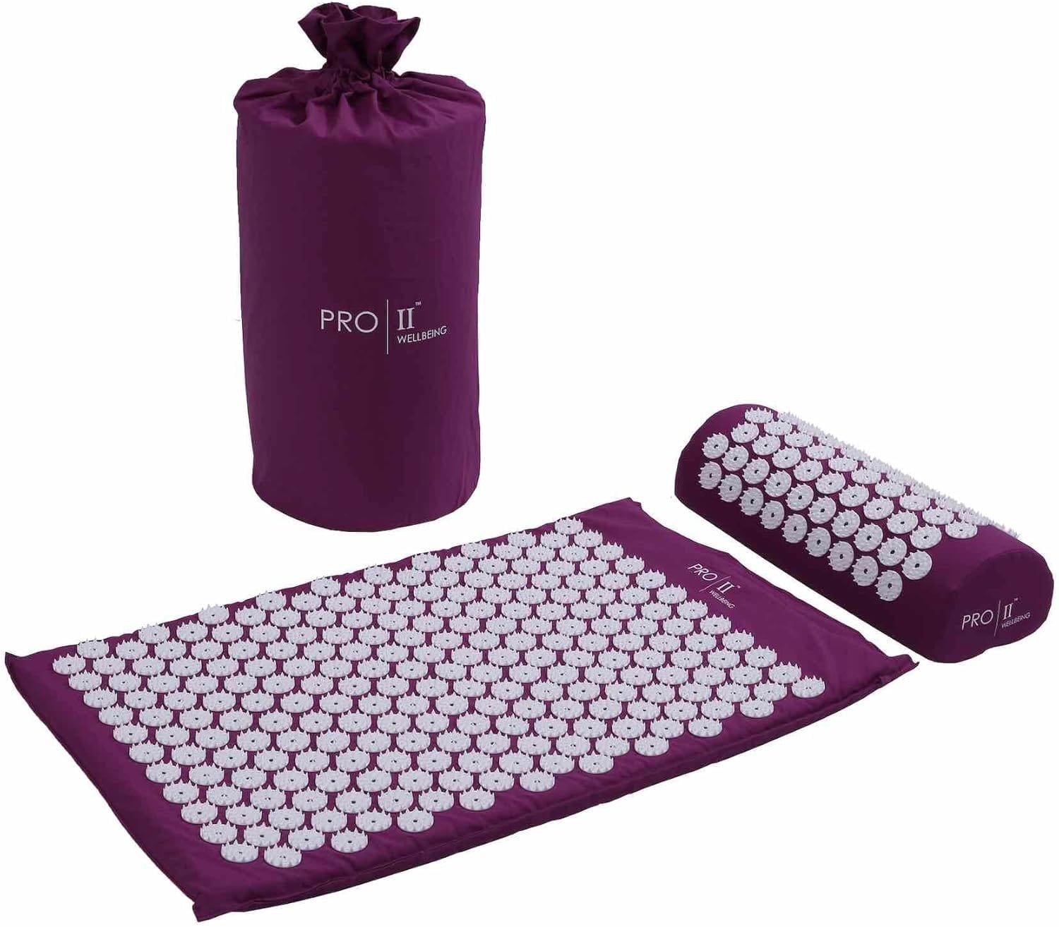 Acupressure mat and pillow set with carry bag