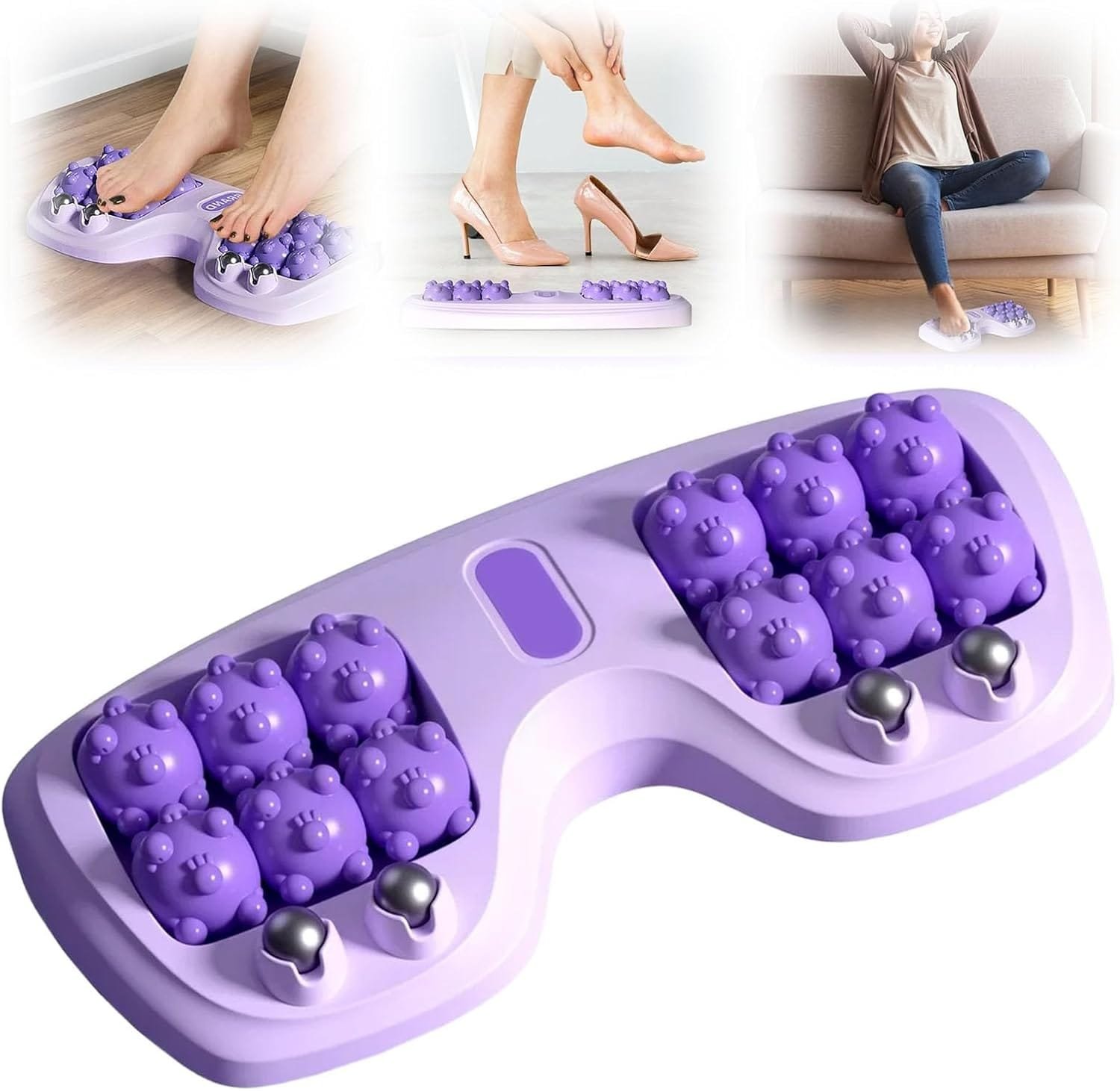 Portable Dual Foot Massage Roller, Plantar Fasciitis Foot Roller Massager, Deep Tissue Muscle Massage Improved Circulation and Stress Relief for Office and...