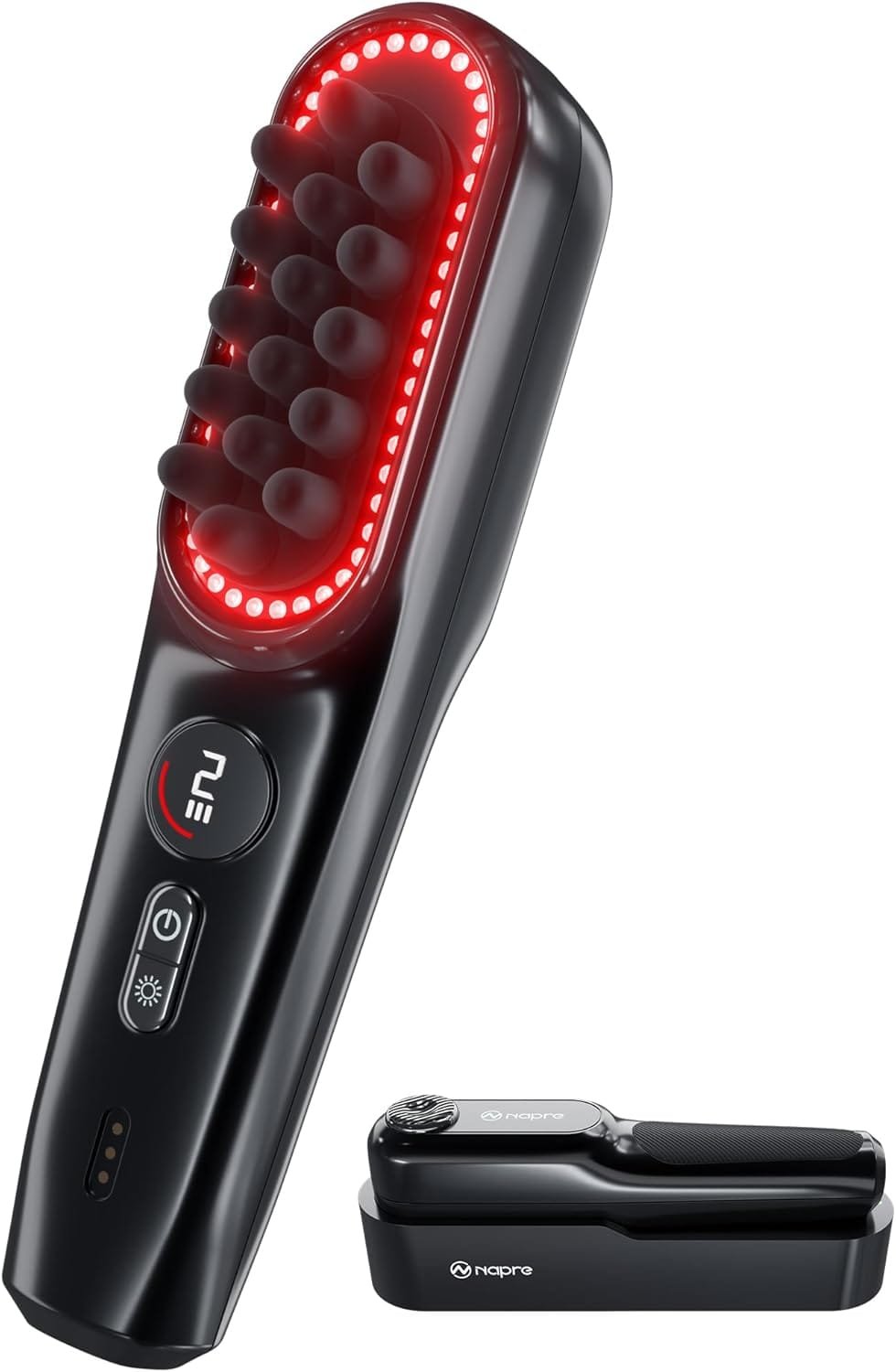 Scalp Massager - 2400 RPM Side-to-Side Vibration & Red Light Therapy Head Massager for Scalp/Face/Neck Relief, 50 LED Beads, 5-Speed Levels, Portable...
