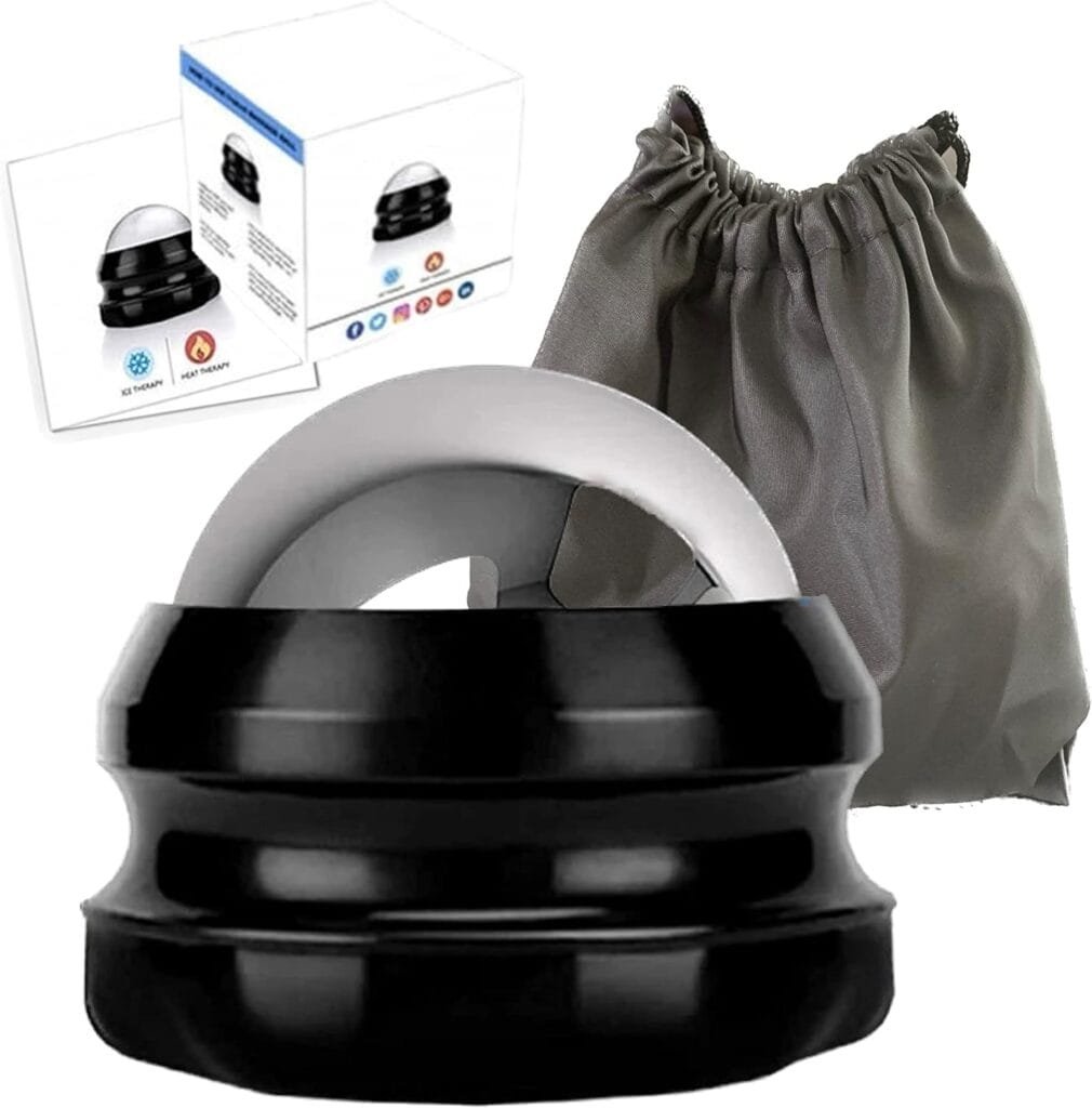 Stainless Steel Massage Roller Ball, Cryotherapy, Heat Therapy & Aromatherapy Manual Massager Roller Ball, Deep Tissue Massage. (Black)