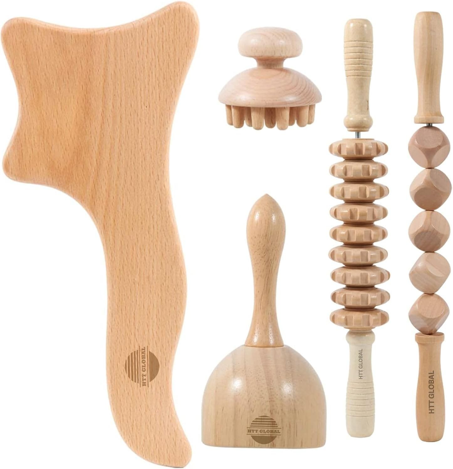 Wood Therapy Massage Tools for Body Contouring & Shaping (5Pcs), Maderotherapy Kit with Lymphatic Drainage Massager, Wooden Body Sculpting...