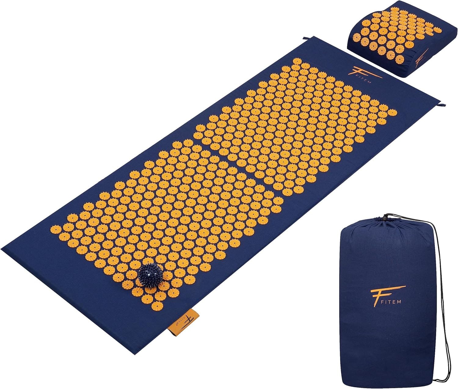 XL Acupressure Kit - Acupressure Mat + Cushion + Massage Ball - Relieves Back and Neck Pain - Sciatica - Back Massage - Muscle Relaxation - Post-Sport...