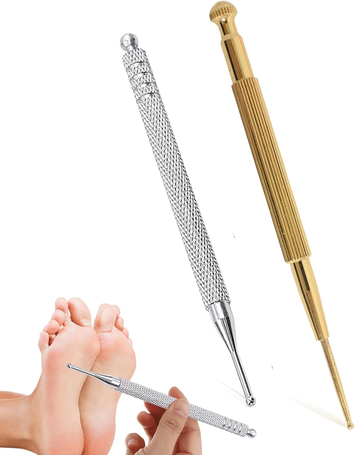 2PCS Acupuncture Pen Stainless Steel Retractable Acupressure Pen Double Headed Body Probe Pen Facial Reflexology Tools Acupressure Pen Promote Blood...