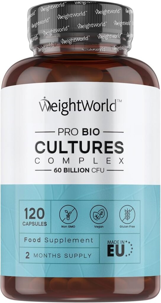 Bio Cultures Complex Probiotics & Prebiotics - 60 Billion CFU - 2 Months Supply - 120 Capsules - 20 Live Bio Cultures - Lactobacillus &...