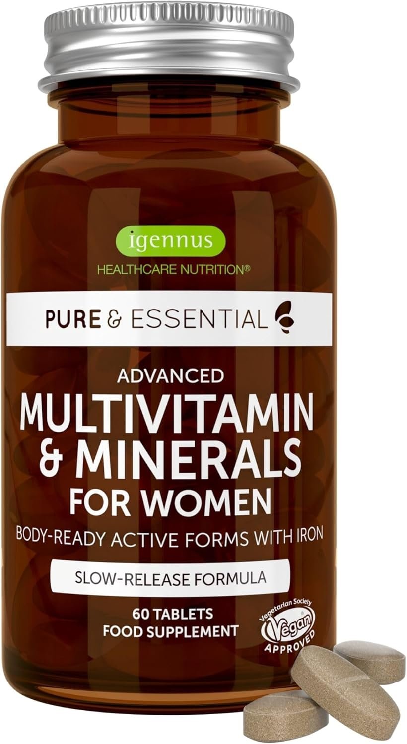 Igennus Methylated Women's Multivitamin with Gentle Iron, 21 Active Nutrients, Pure & Clean, High Strength B-Vitamins, Easy-to-Swallow, Sustained...
