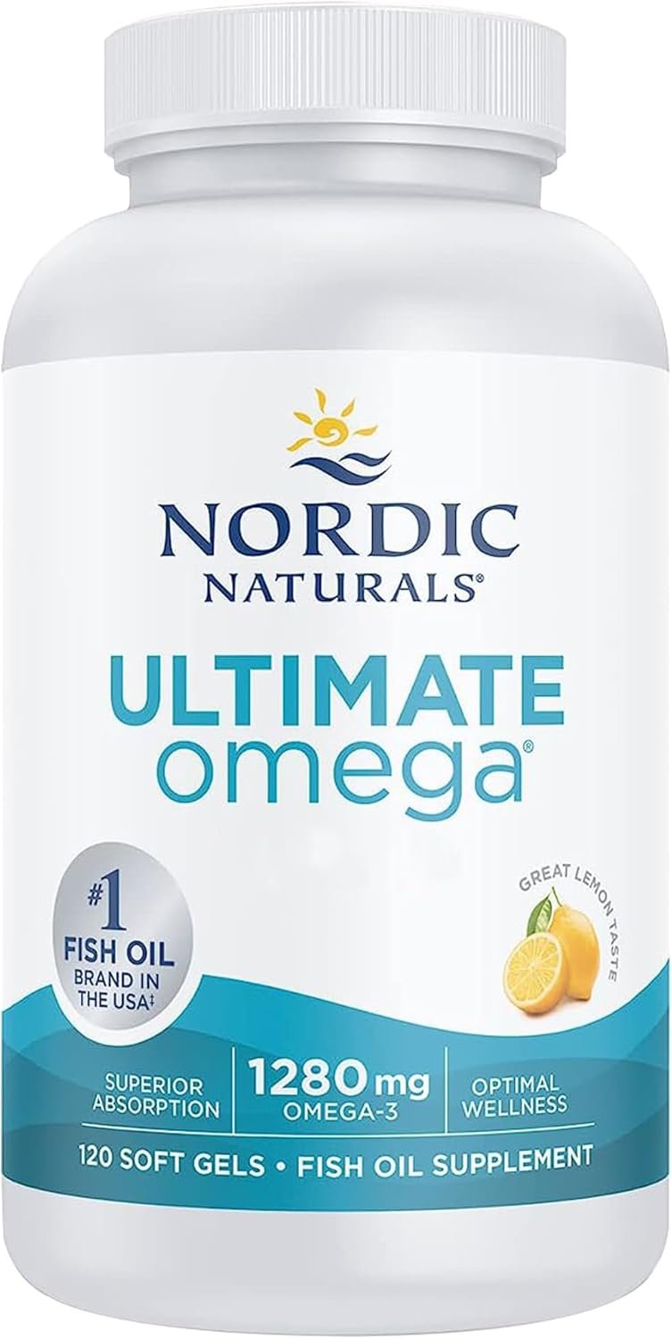 Nordic Naturals, Ultimate Omega-3, 1280mg, Lemon Flavour, High Dose, 120 Softgels, Soy Free, Non GMO