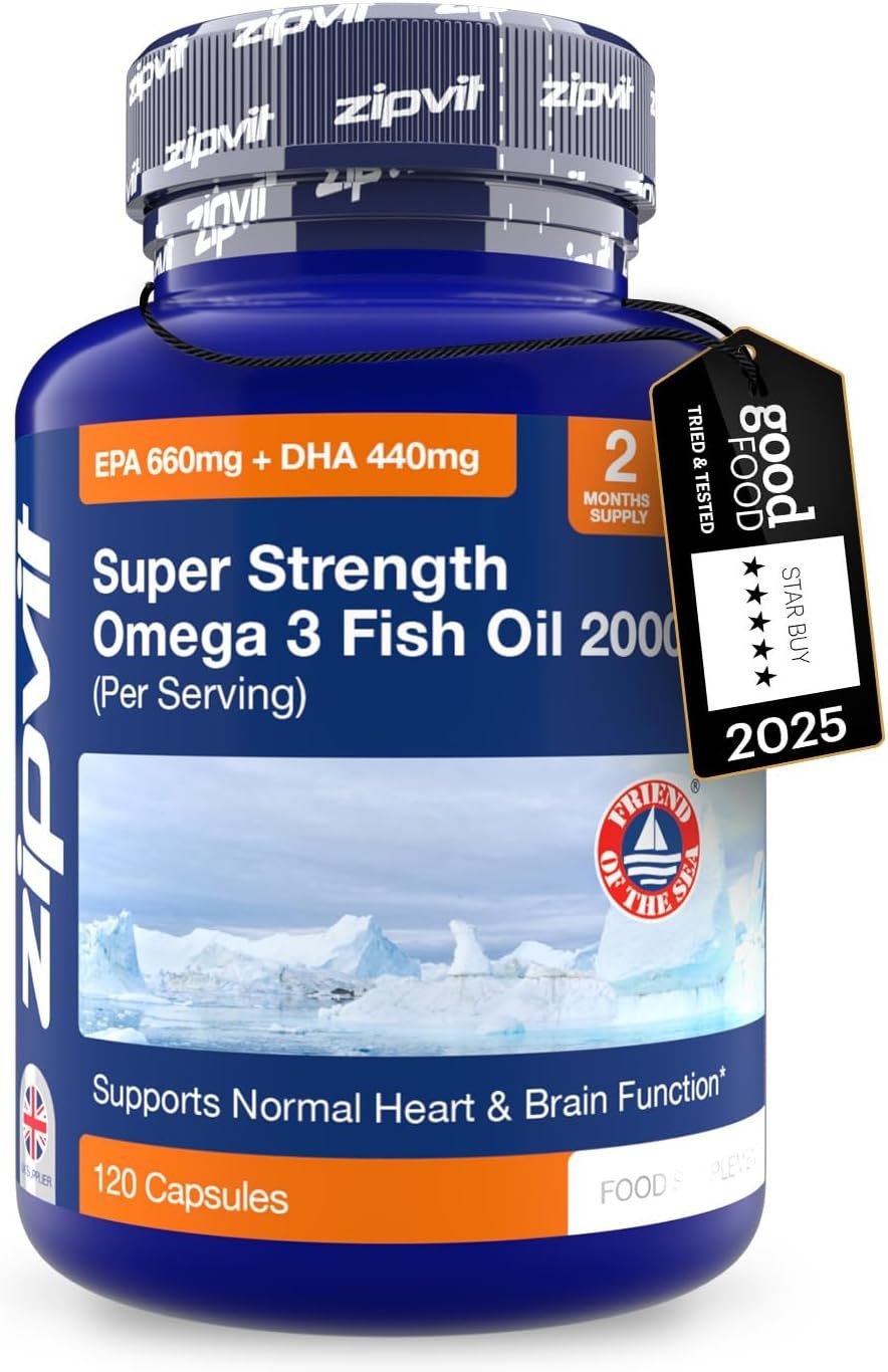 Omega 3 Fish Oil 2000mg, EPA 660mg DHA 440mg per Daily Serving. 120 Capsules (2 Months Supply). Supports Heart, Brain Function and Eye Health. 2 Capsules...