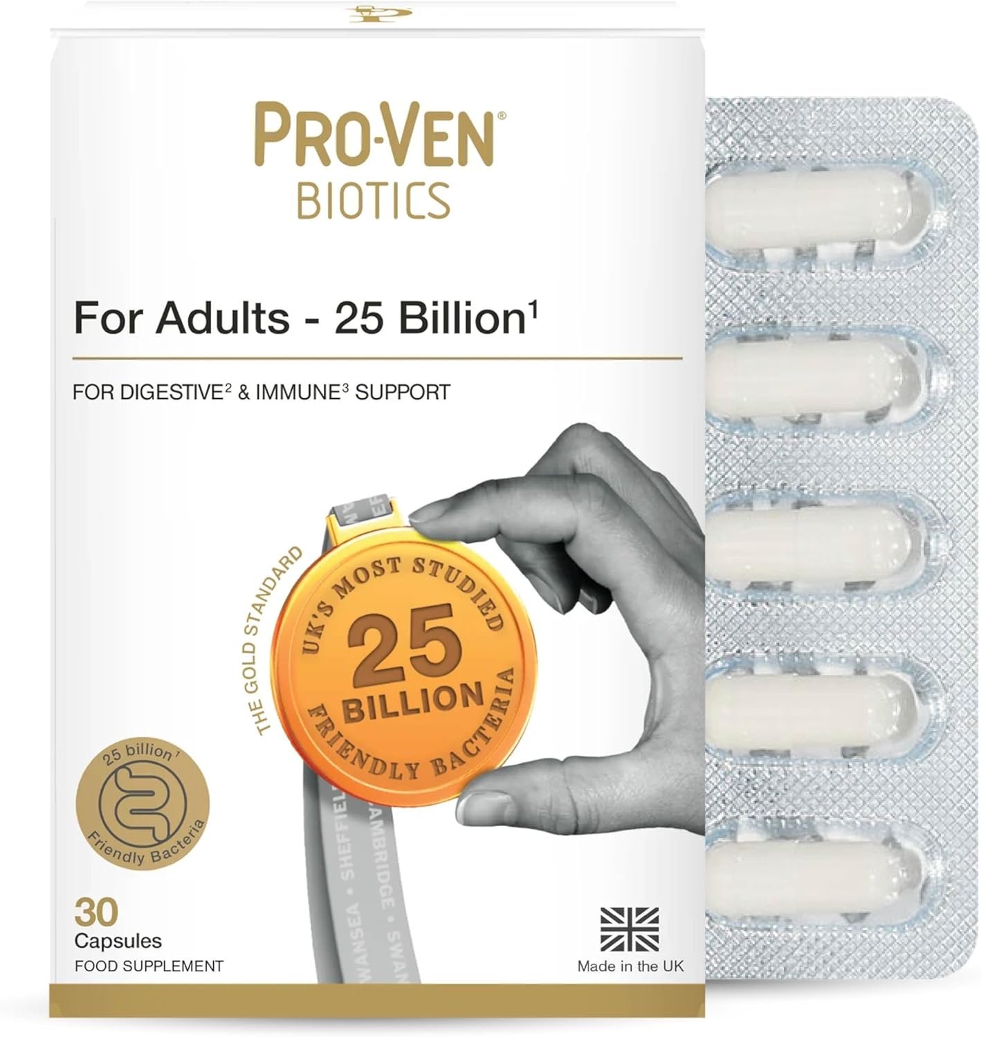 Pro-Ven Probiotics for Adults | Digestive Health & Immune System Support | 25 Billion CFU & Multivitamin Supplement | High-Strength Gut Support | 30...