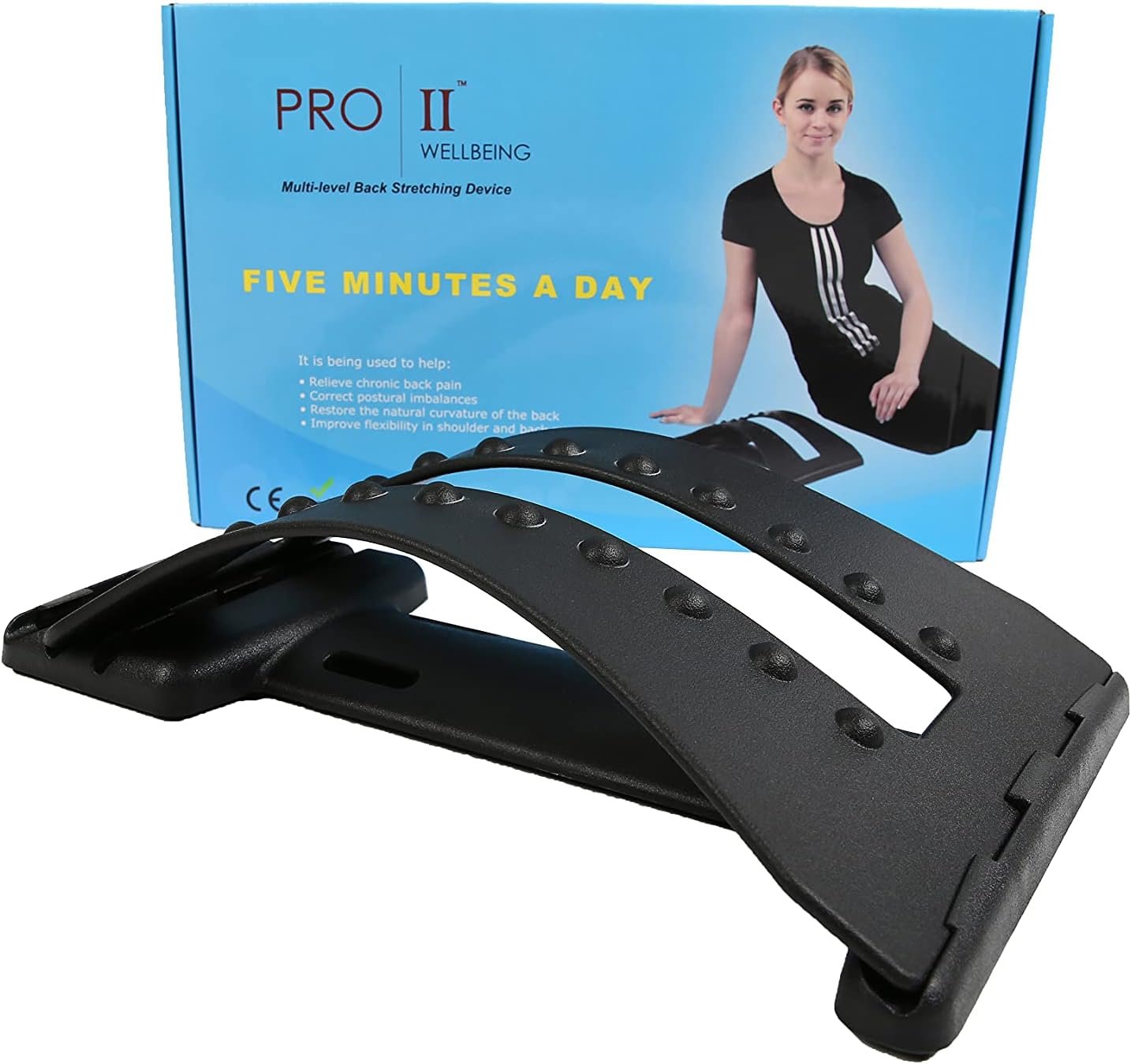 Pro11 Wellbeing 3rd Generation design Posture Plus corrector and back pain relief stretcher with Scannable QR code instructions