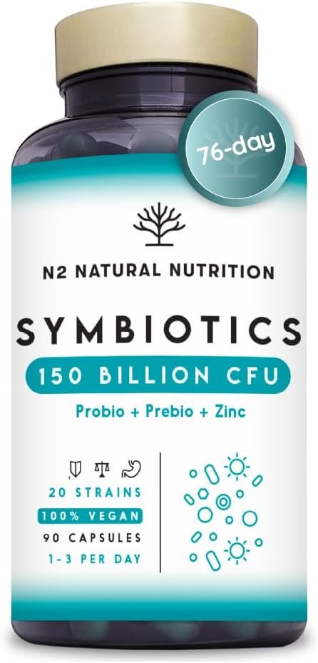 Probiotics 150 Billion CFU – 20 Multi Strains with Prebiotic, Inulin & Zinc – High Strength Vegan Supplement – Gastro Resistant Capsules – 76 Day Supply...