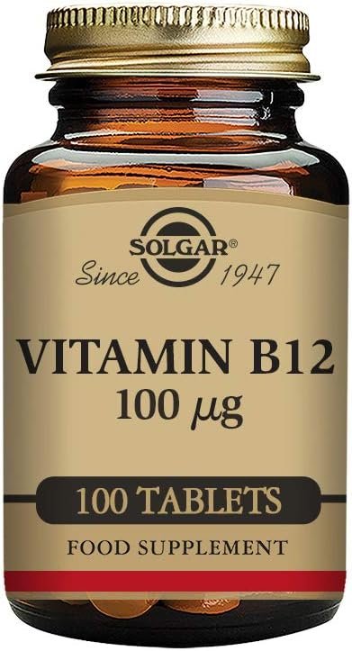 Solgar Vitamin 100 µg B12 Tablets - Pack of 100 - Easy to take form - For healthy nervous system, heart and mind - Red Blood Cell Formation - Vegan