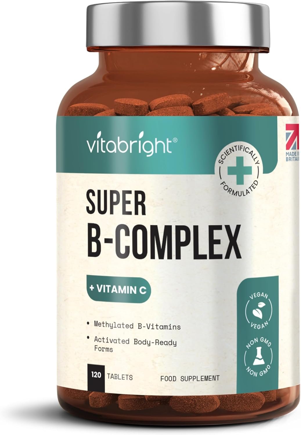 Vitamin B Complex High Strength Methylated B Vitamins | B6 Vitamins with Folate & B12 Supplements | Complete Complex with 12 Active Nutrients | Not...