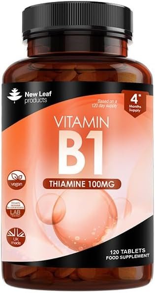 Vitamin B1 Thiamine Supplement 100mg (4 Months Value Supply) Thiamine Vitamin B1 High Strength – Heart Health, Healthy Nervous System, Immune Health, Energy...