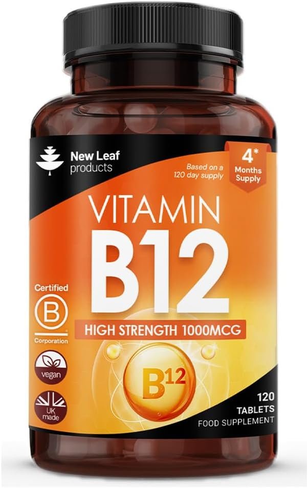 Vitamin B12 High Strength Tablets - 1000mcg Vegan B12 Vitamin Methylcobalamin Supplement – Contributes to The Reduction of Tiredness and Fatigue & Immune Energy Support Made in the UK (4 Month Supply)