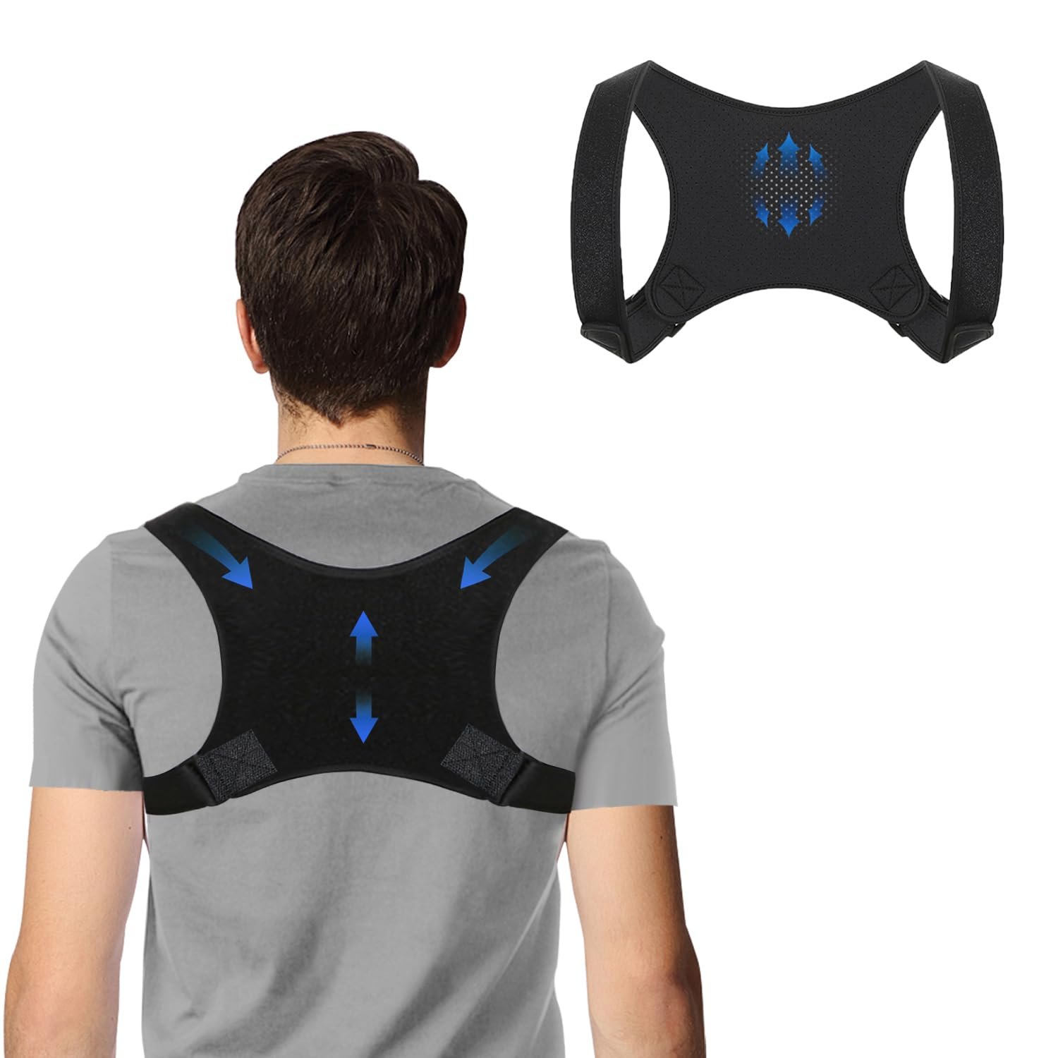 WVWMYM Back Brace Posture Corrector, Shoulder Posture Brace Men Women Adjustable and Breathable Back Straightener Posture Corrector for Shoulder Pain...