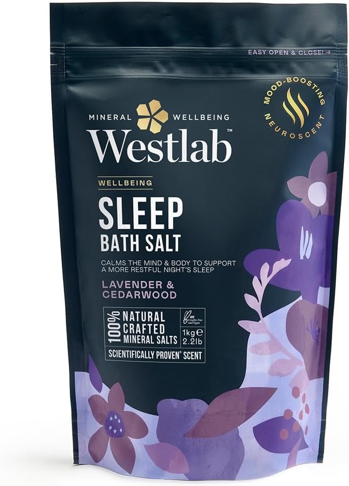Westlab Magnesium Deep Sleep Bath Salts 1kg - Help Calm Mind & Body. 100% Natural Organic Lavender & Cedarwood.