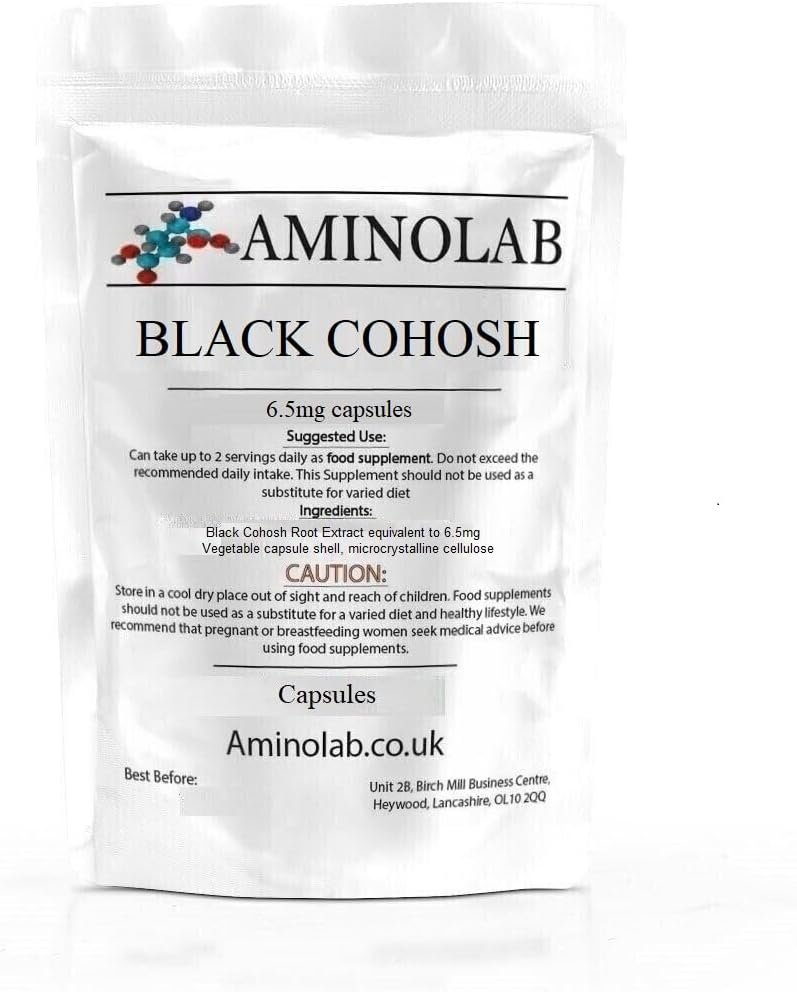 Aminolab - Black Cohosh 6.5mg 30 Capsules - Relieves Menopause Symptoms, Supports Hormonal Balance, Improves Sleep Quality - Women's Health