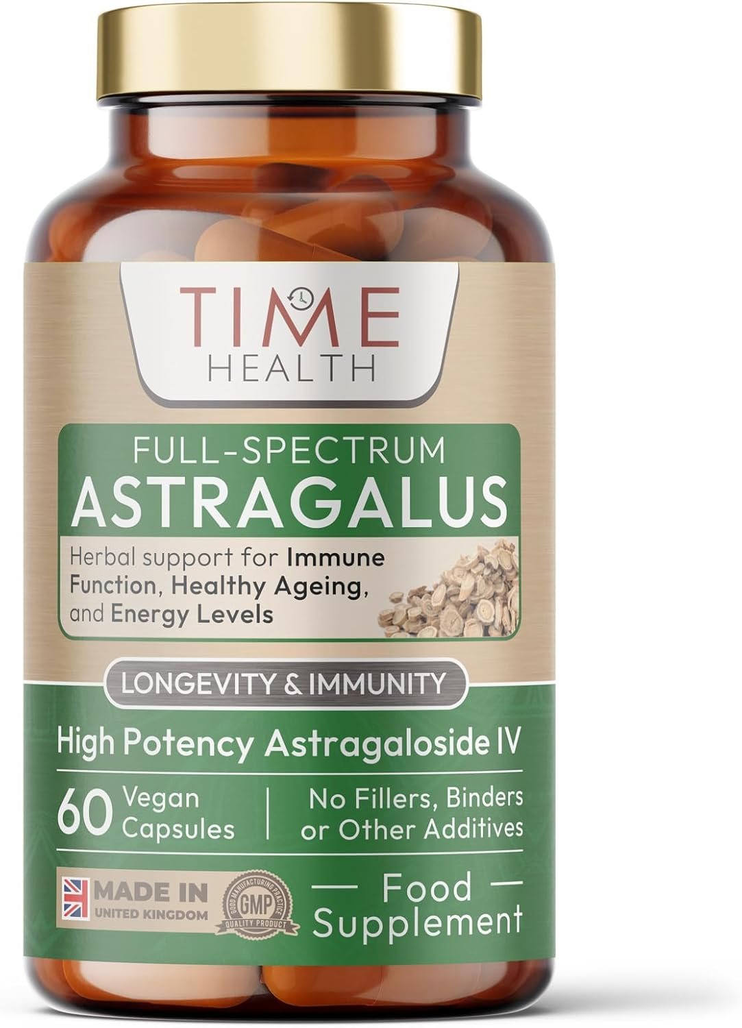 Astragalus Full Spectrum – 60 Capsules – Astragaloside IV – Polysaccharides – Flavonoids – Vegan – No Additives - UK Manufactured (60 Capsules)
