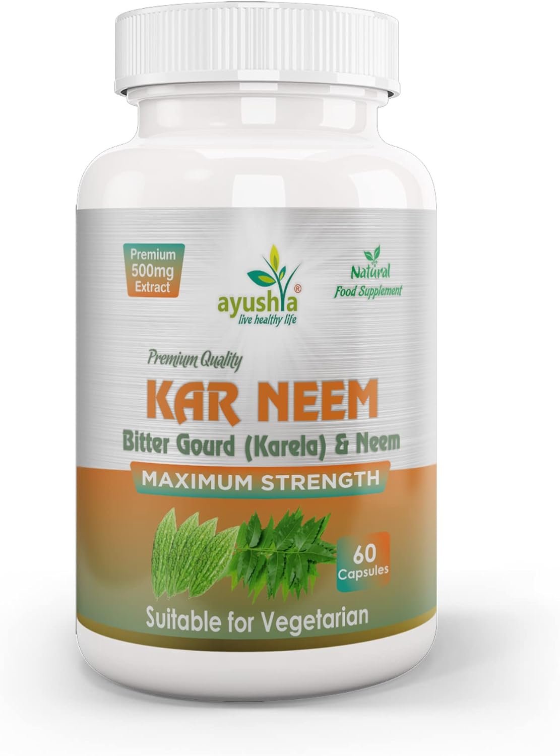 Ayushya Karneem (Karela Neem) Capsule, 60 Capsules, Natural, (Pack of 1)