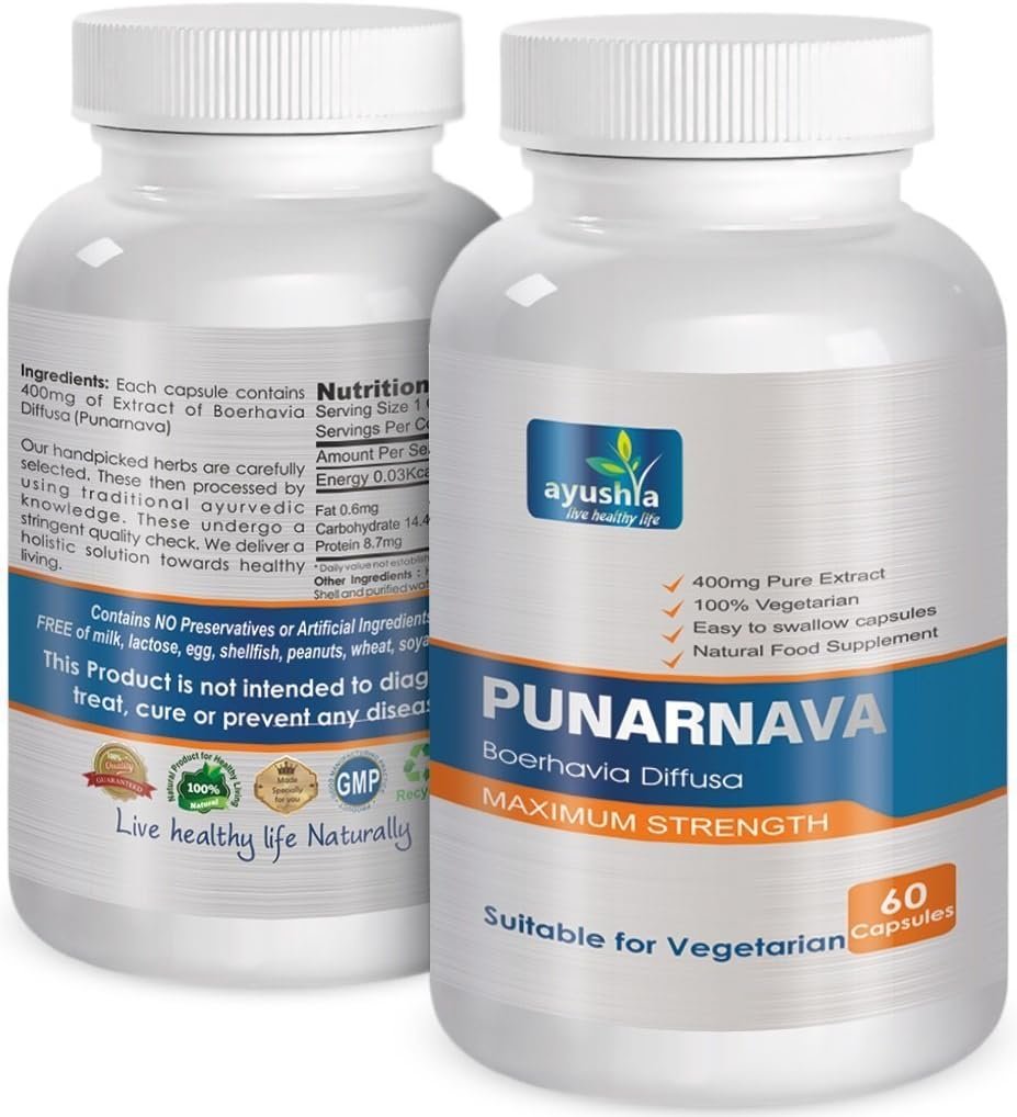 Ayushya Punarnava Capsule (Boerhavia Diffusa), 60 Capsules, Natural