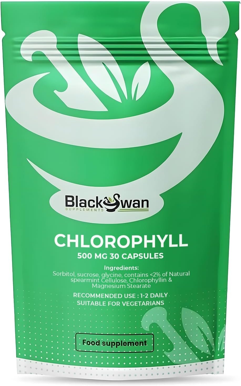 Black Swan Chlorophyll Capsules - 500mg Antioxidant Formula Detoxification Weight Management Skin Digestive Health Support Natural Supplement - 30 Caps 1...