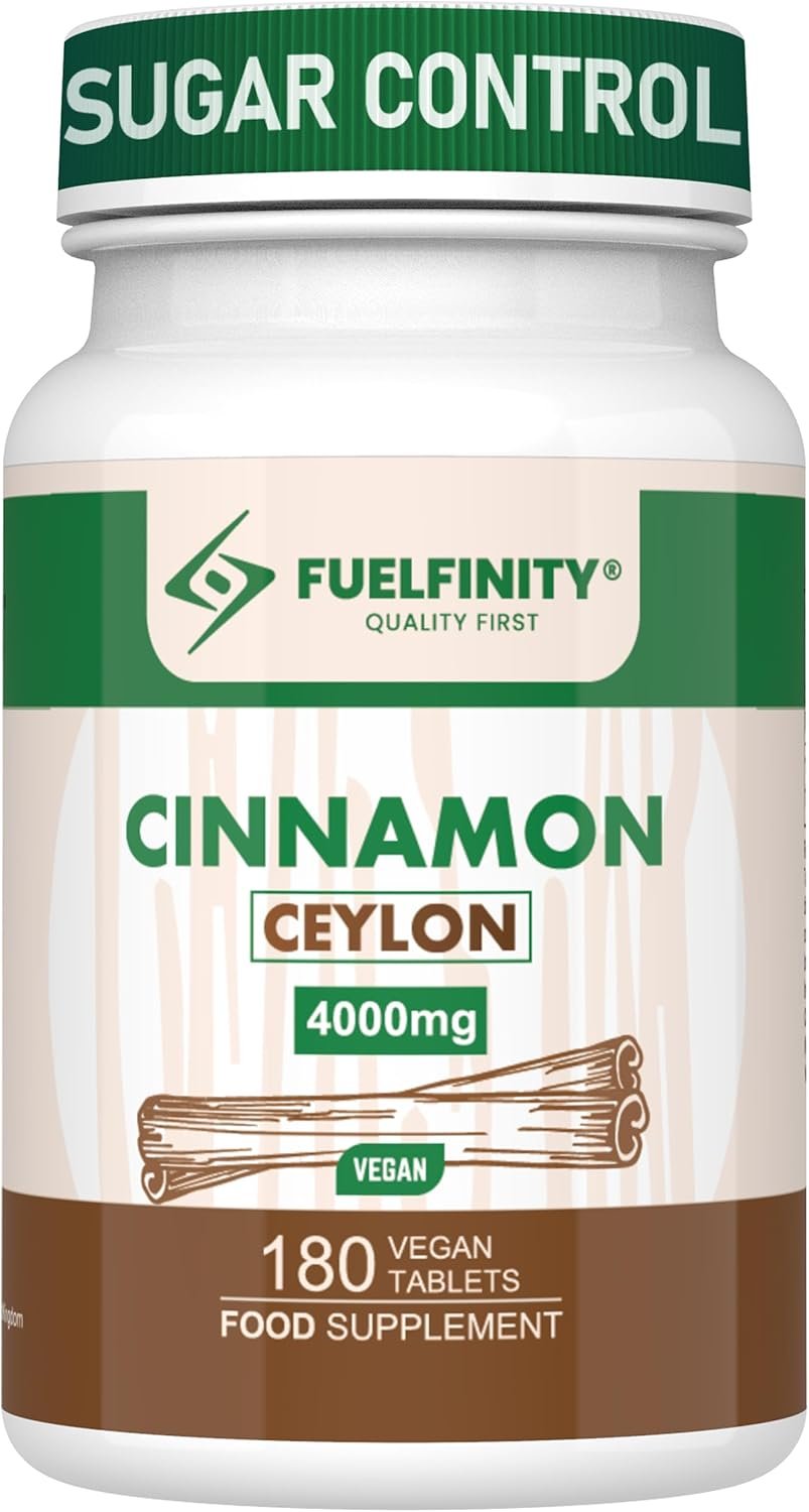 Ceylon Cinnamon Tablets 4000mg - 180 Tablets - Blood Sugar Control Supplement - Made at GMP Standards - High Strength Cinnamon Supplement - FuelFinity® -...