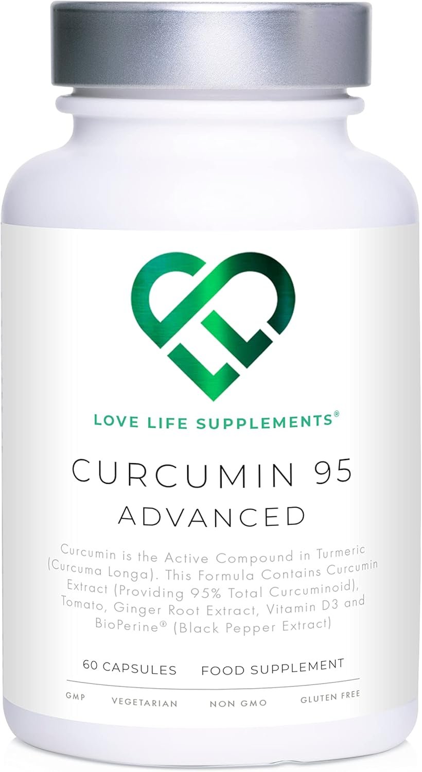 Curcumin 95 Advanced, 60 Capsules, High Strength Curcumin (The Active Component of Turmeric) with 95% Curcuminoids + BioPerine® (Black Pepper Extract),...