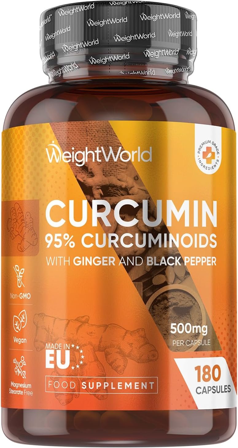 Curcumin Capsules | 25,000mg Turmeric | 180 Capsules | 6 Months Supply | 95% Curcuminoids | Turmeric Supplement with 600mg Black Pepper Powder & 20mg...