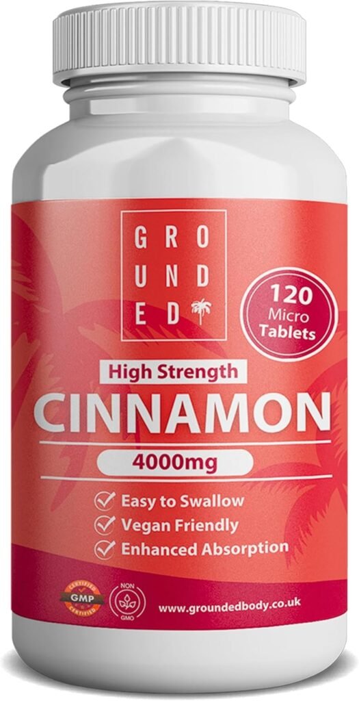 Grounded High Strength 4000mg Ceylon Cinnamon | 120 Micro Tablets, 4 Month Supply | True Cinnamon (Cinnamomum Verum) | Natural Antioxidant Support |...