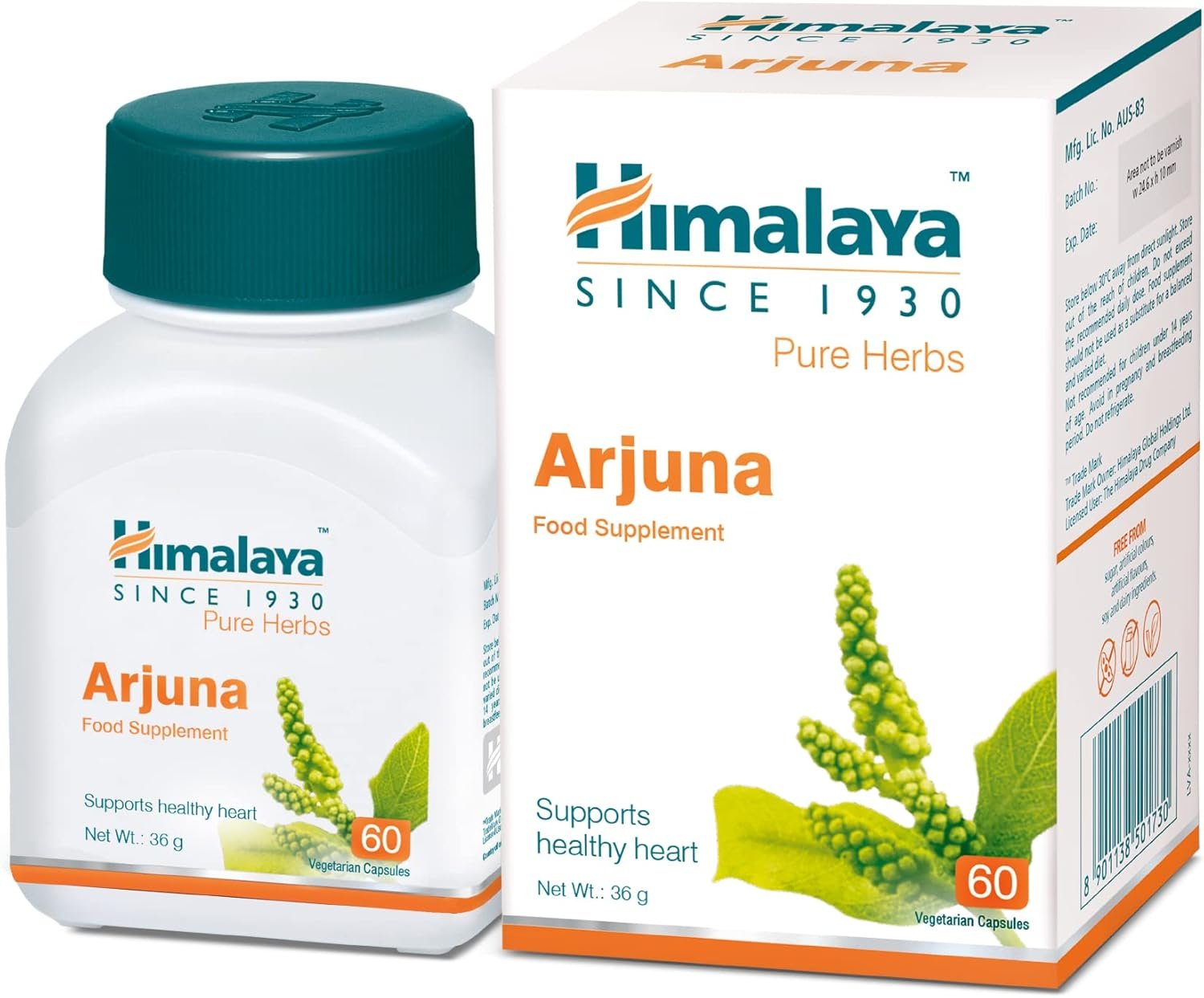 Himalaya Herbals Pure Herbs Arjuna Single Herb Food Supplement, Supports Healthy Blood Pressure Levels, Sustains Blood Circulation Within The Normal Rage,...