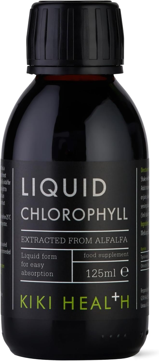 KIKI Health - Liquid Chlorophyll, Extracted from Alfalfa - 100mg Chlorophyll Extract Per Serving - Natural Internal Deodoriser - 100% Natural Ingredients -...