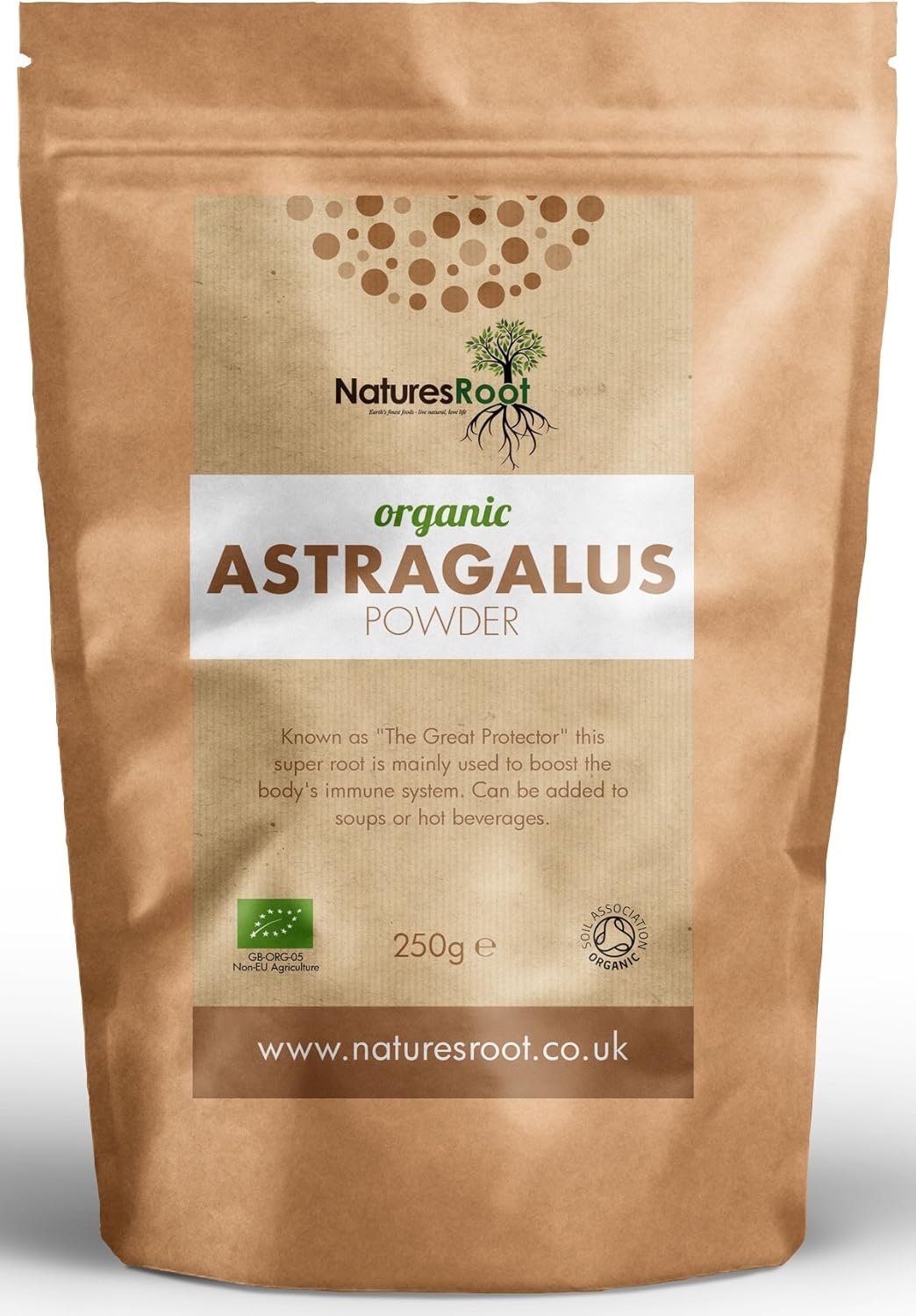 Natures Root Organic Astragalus Root Powder 250g - Boost Vitality | Promotes Healing | Reduces Fatigue | Helps Digestion