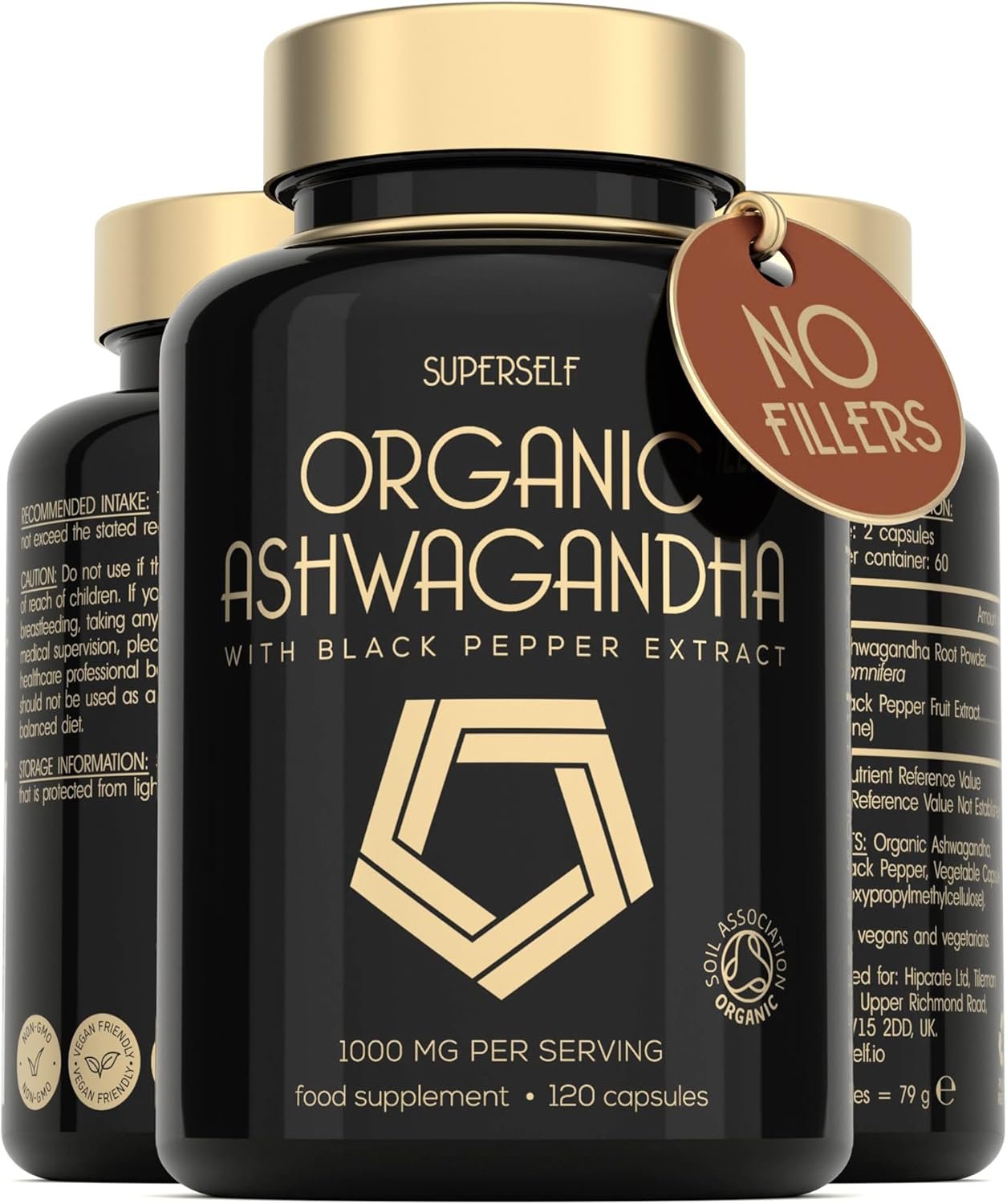 Organic Ashwagandha High Strength - 1000mg Ashwaganda 120 Capsules - Natural Support for Calm & Balance - Pure Root Powder with Black Pepper - Enhanced...