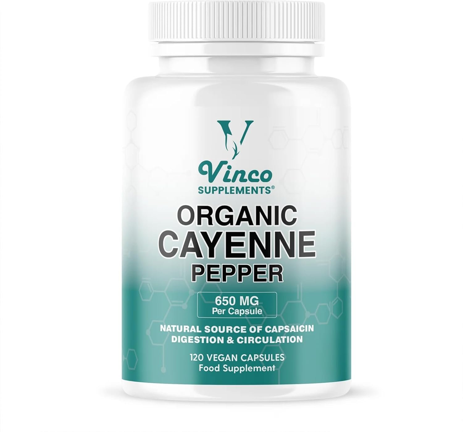 Organic Cayenne Pepper Extract 650mg Supplement Capsules - High Strength, Excellent Source of Capsaicin, Improves Metabolism, Digestion, Circulation, Pure...