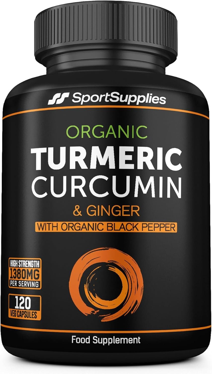 Organic Turmeric Capsules High Strength and Black Pepper with Active Curcumin with Ginger 1380mg - Advanced Tumeric - Each 120 Veg Capsule is Organic (2...