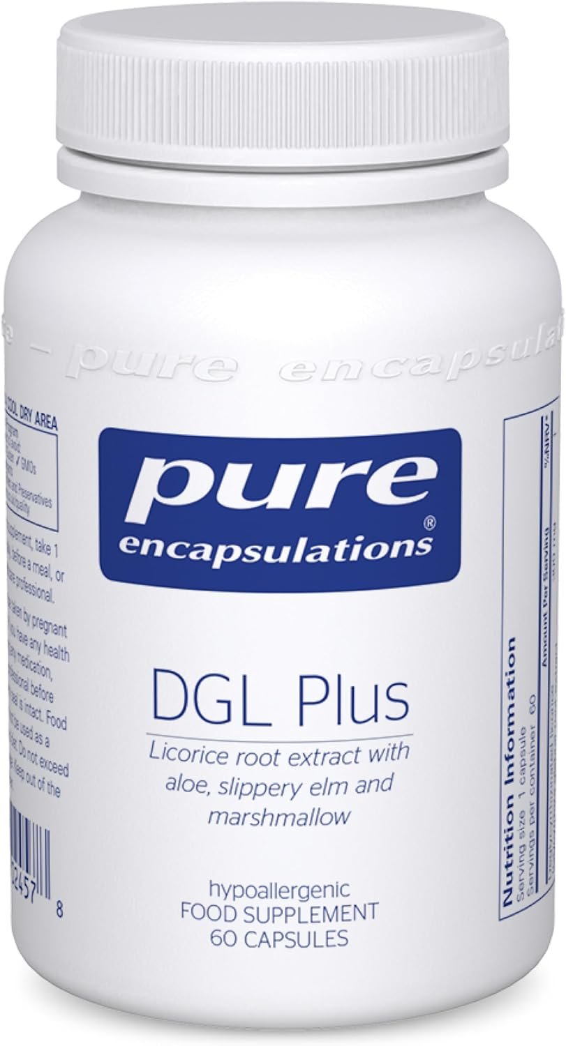Pure Encapsulations DGL Plus - Licorice Root Extract with Aloe, Slippery Elm & Marshmallow Supplement, 60 Capsules