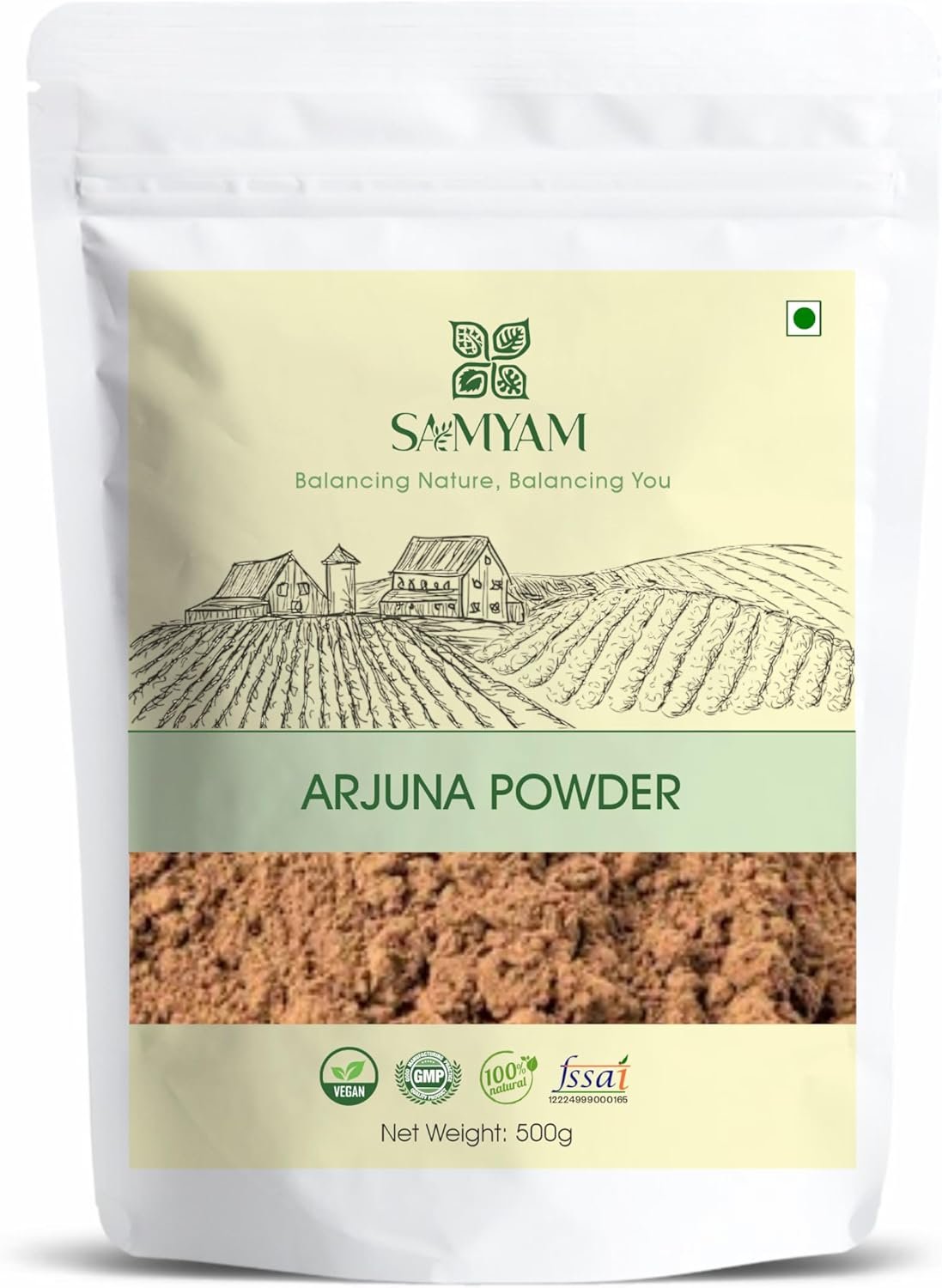 SAMYAM Arjuna Bark Powder - 500g Pack | Ayurvedic Supplement, Terminalia arjuna