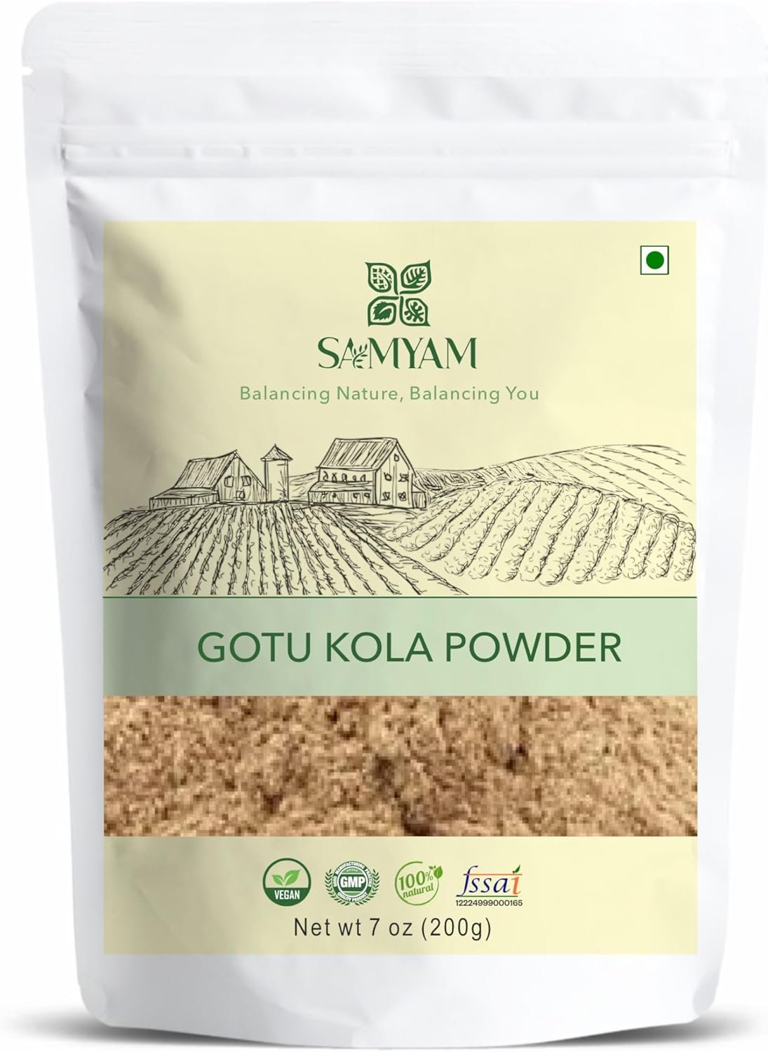 SAMYAM Gotu Kola Powder (Centella asiatica) - 200g Pack | for Stress and Concentration
