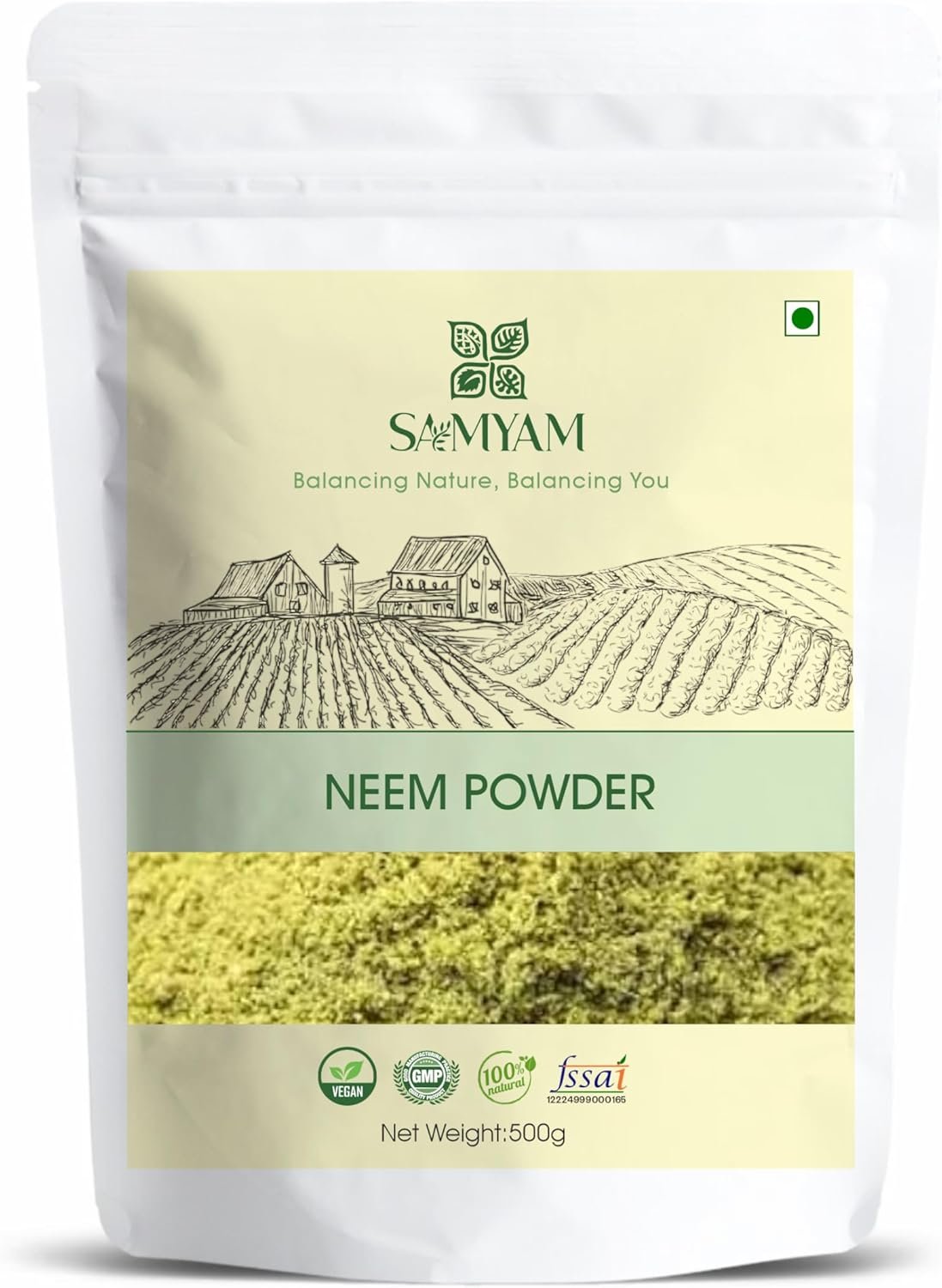 SAMYAM Neem Leaves Powder - 500g Pack | Detox, Healthy Skin, Hair Growth
