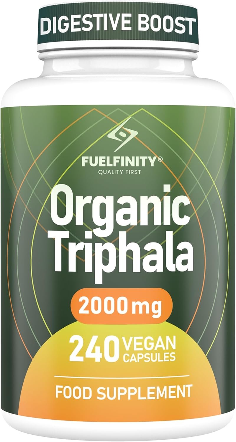 Triphala Organic Capsules - 2000 mg - 240 Capsules - Pure Whole Fruit Triphala Organic Capsule - Natural Constipation Relief & Digestion Support -...