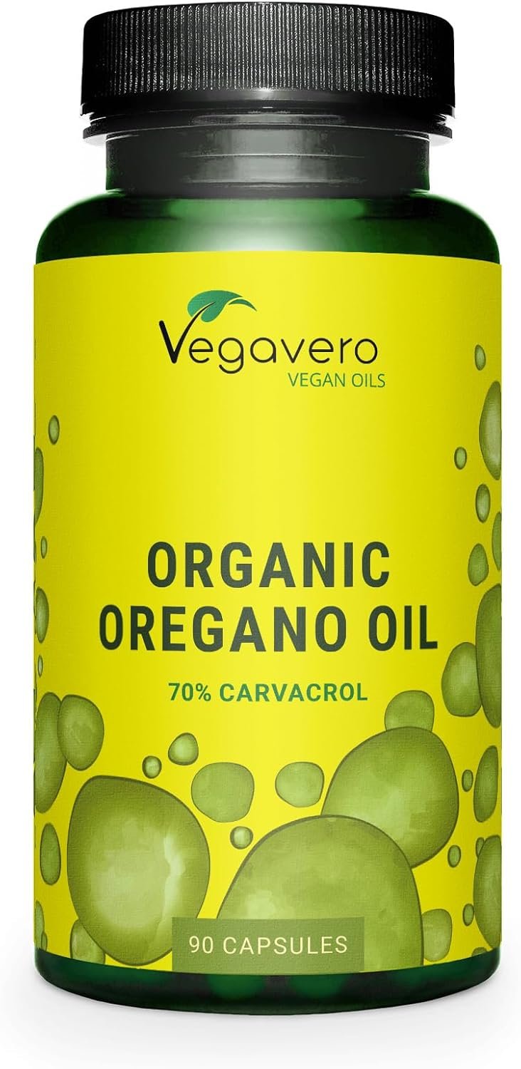 Vegavero Organic Oregano Oil Capsules | Vegan | 90 mg Carvacrol, 3 mg Thymol | Cold-Pressed & Essential | NO Additives, Lab-Tested