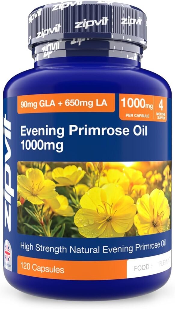 Zipvit Evening Primrose Oil 1000mg Per Capsule, High Strength Omega 6 GLA & LA, Cold Pressed, 120 Softgel Capsules, 4 Months Supply