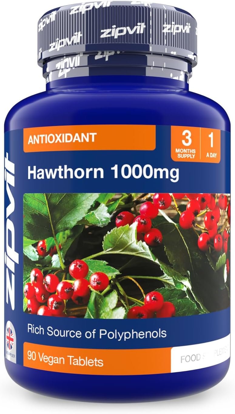 Zipvit Hawthorn Berry Leaf Tablets 1000mg, 90 Vegan Hawthorn Tablets 3 Month Supply