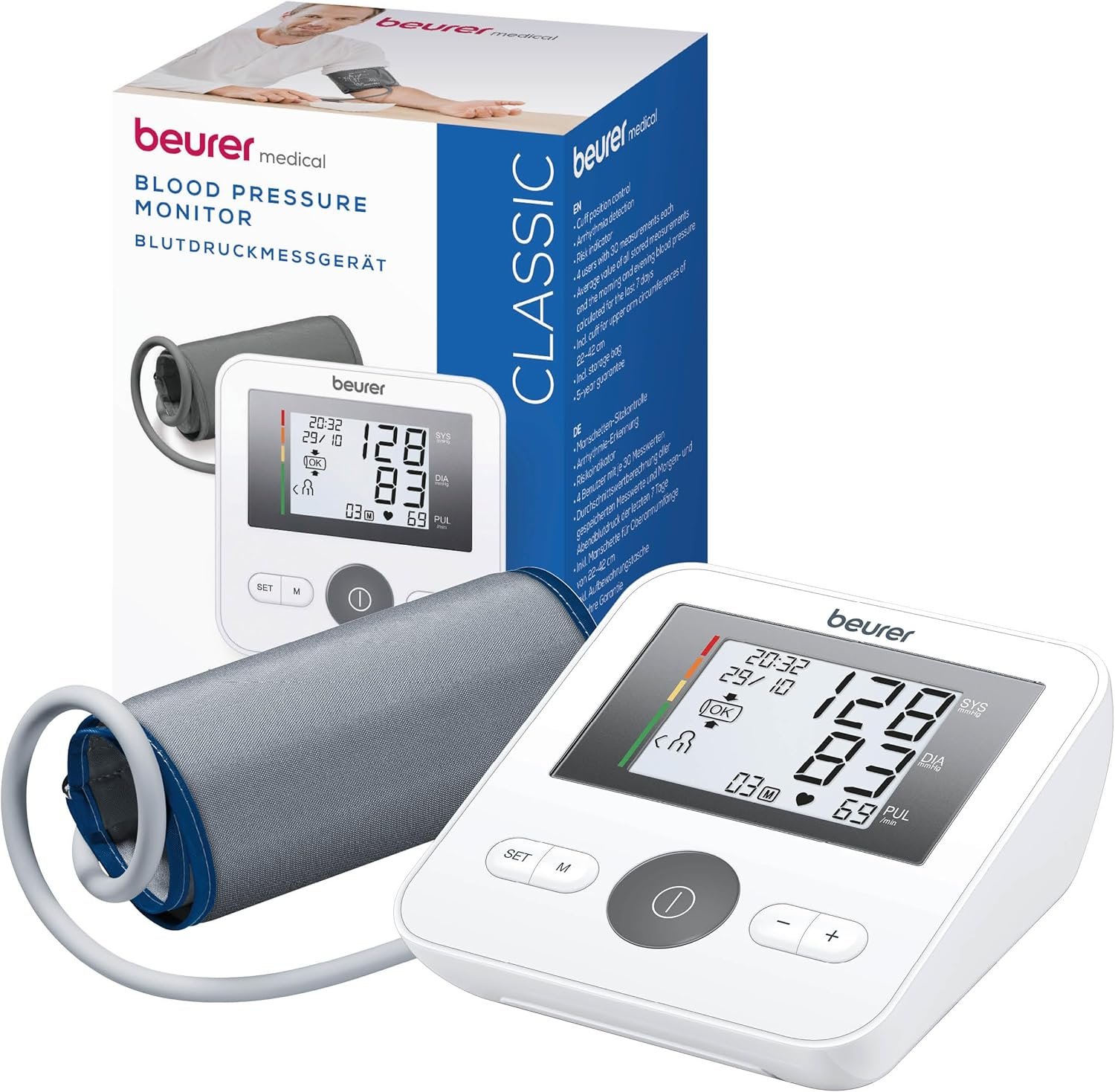 Beurer BM 27 Upper Arm Blood Pressure Monitor with Cuff Fit Control, clinically validated, Cuff for 22-42 cm, Risk Indicator, Arrhythmia Detection, Data...