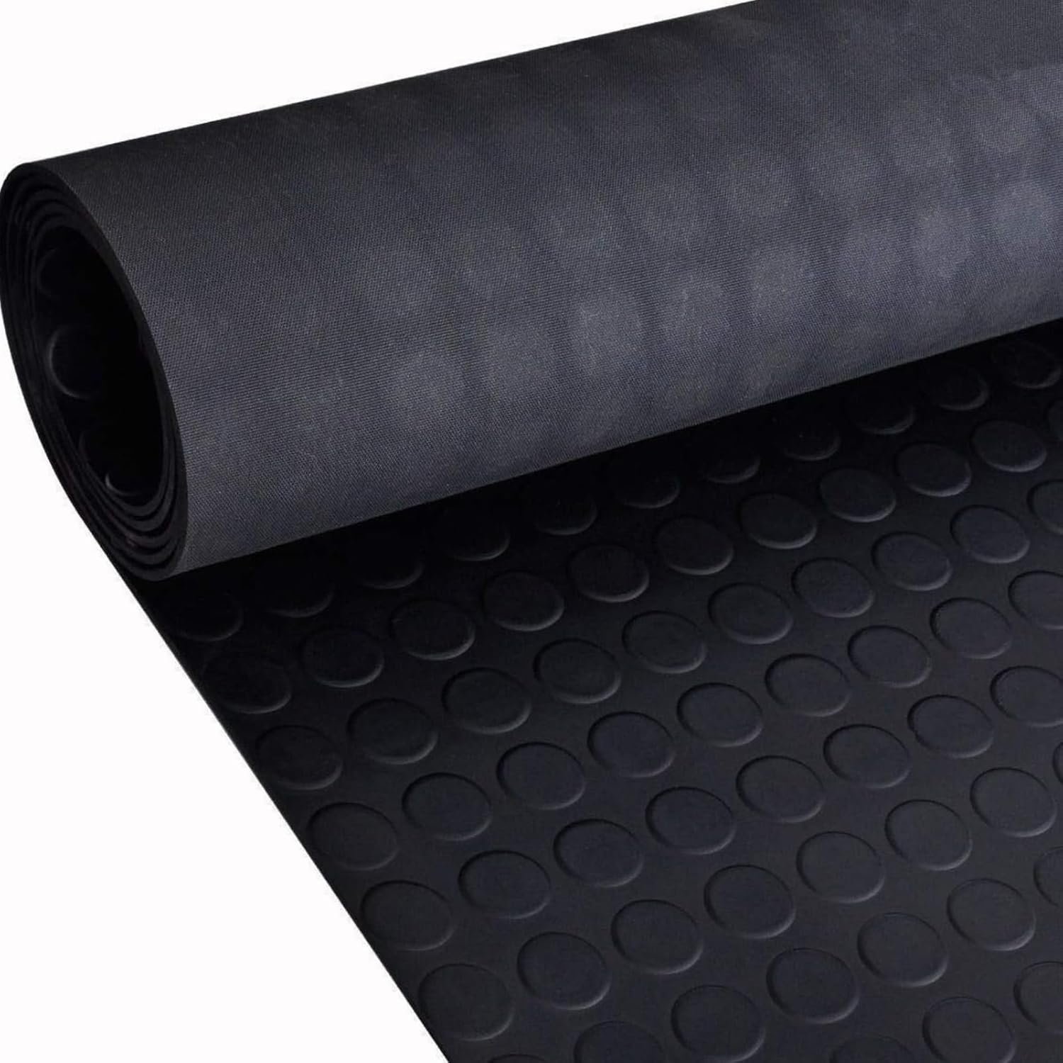 Coin Rubber Floor Matting Roll | Commercial Grade Non-Slip | Garage, Workshop & Van Matting | 3mm Thick | 1m Wide | Cut to Size Up to 15m | Black (1m x 1m)