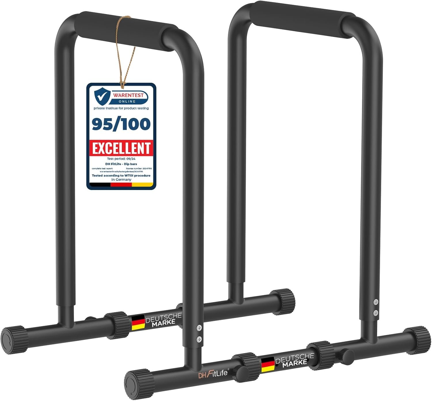 DH FitLife Adjustable Dip Bars, Dip Station with 3 Height Levels (80/90/100 cm), Parallettes Calisthenics Training Equipment, Ideal for Dips, Push-Ups &...