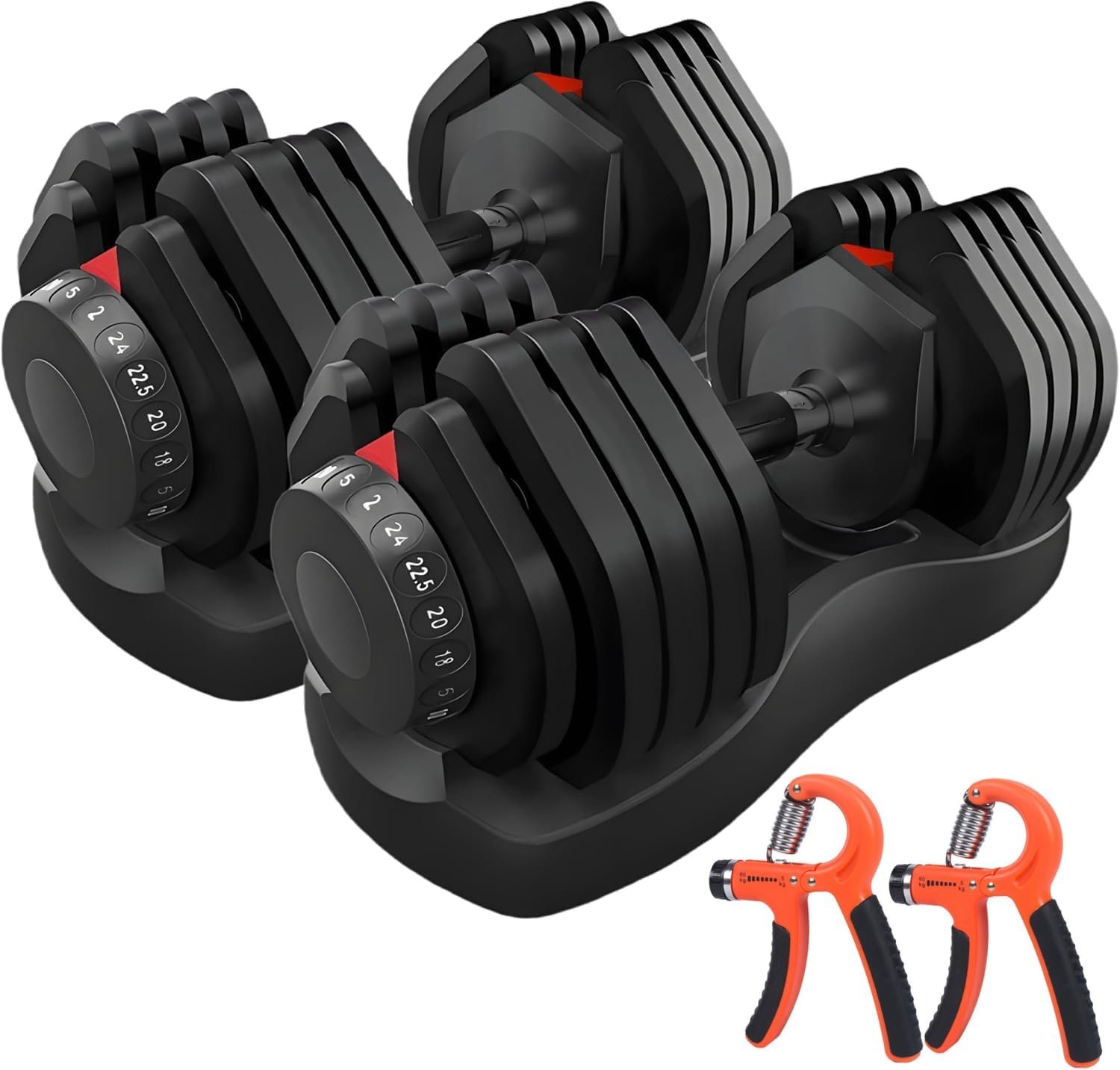 HAKENO 2x24/40kg Pair Adjustable Dumbbell 15 Weight in 1 with Fast Automatic Adjustable and Weight Plate for Body Workout Home Gym dumbbell（Include 2...