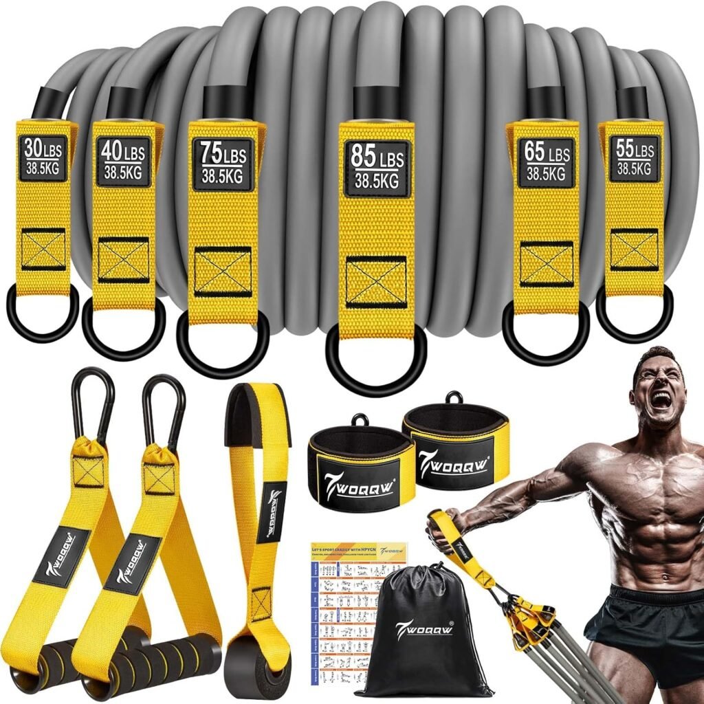Heavy Resistance Bands, 350lbs Resistance Bands Set for Men, Exercise Bands with Handles, Door Anchor, Ankle Straps, Weights Workout Bands for Muscle and...